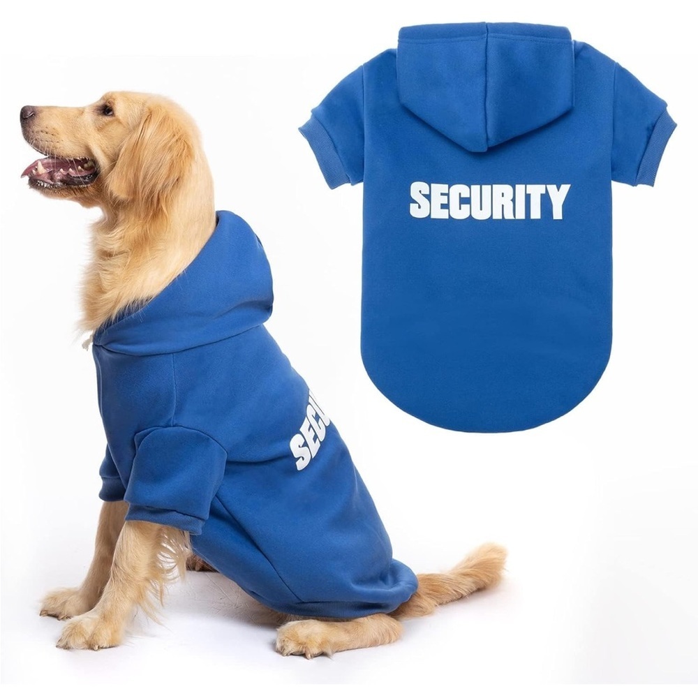 BINGPET Blue Security Dog Hoodie Sweatshirt, Soft Fleece, [Size Large] NWOT